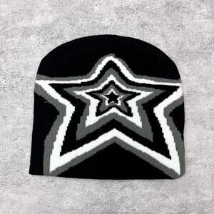 Y2k 2000s black star grunge beanie